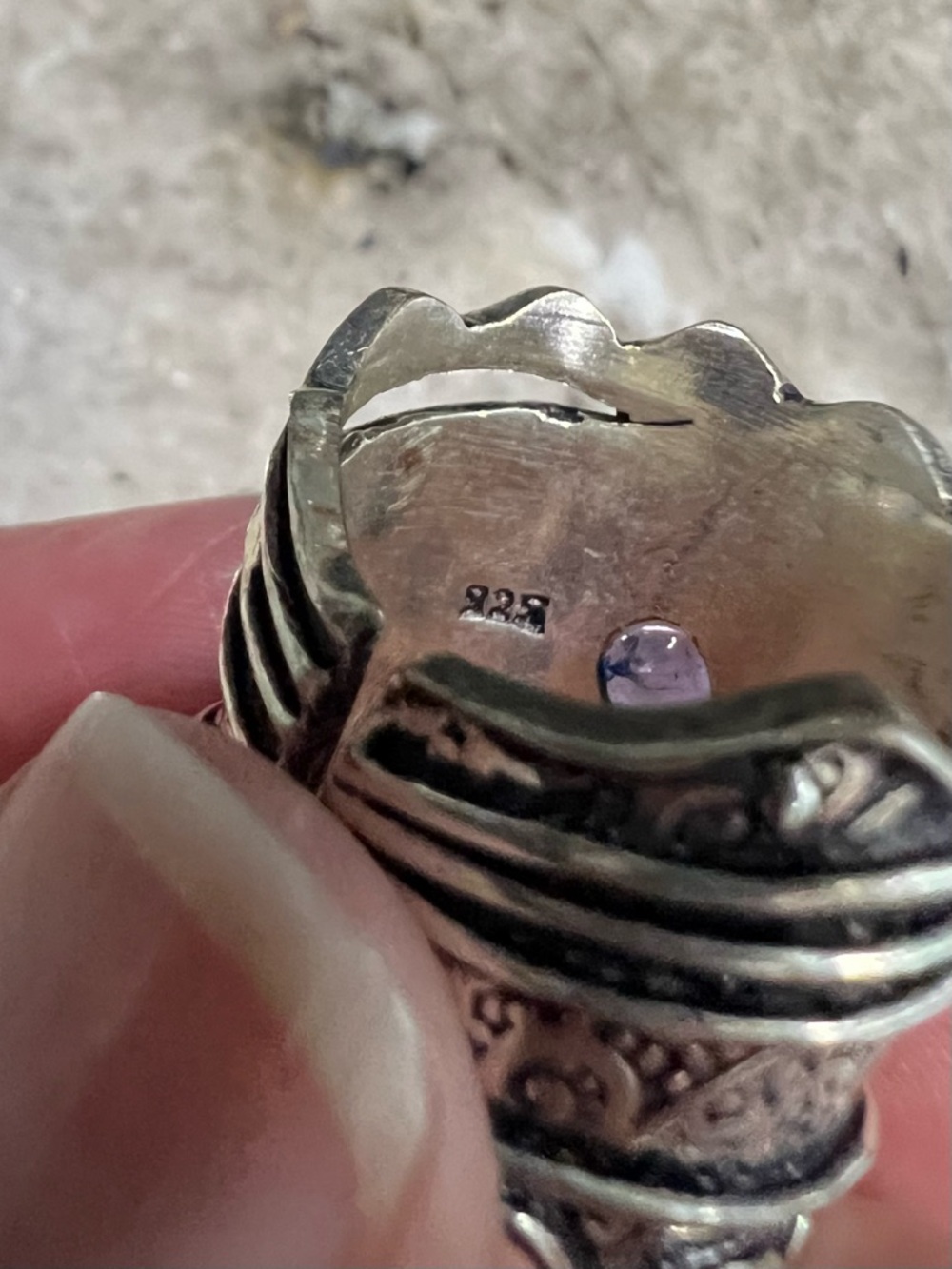 NWOT Amethyst and .925 Sterling Silver Ring Round Stone Statement Ring - Picture 7 of 8